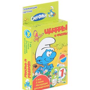Смурфики. Цифры и фигуры (набор из 36 развивающих карточек)