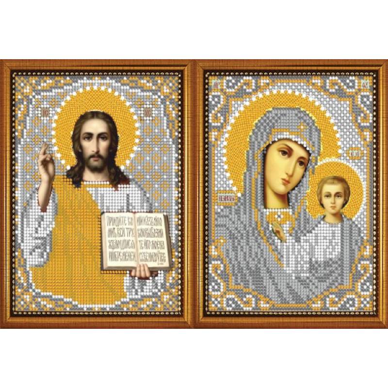 «Светлица» набор для вышивания бисером ВП457М,458М «Венчальная пара. Бца Казанская и Господь Вседержитель» бисер Чехия 12x16см