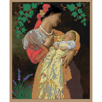 'Мать с младенцем' 24x30см набор на атласе для вышивания чешским бисером 'Вышивочка' в коробке ВЛ-057