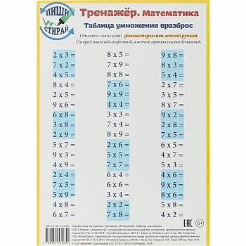 Математика. Таблица умножения. Тренажер, А5