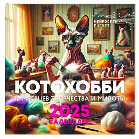 Книги для творчества, книга КотоХобби. 12 месяцев творчества и милоты. Нейросеть рисует купить по скидке