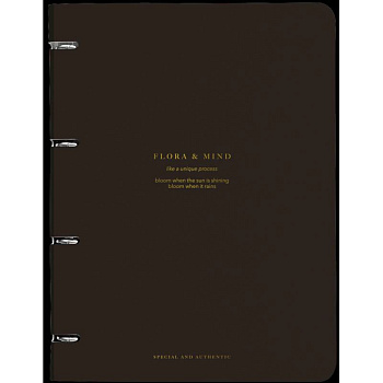 Тетрадь Flora, 120 листов, клетка, А4, кольцевой механизм,черный